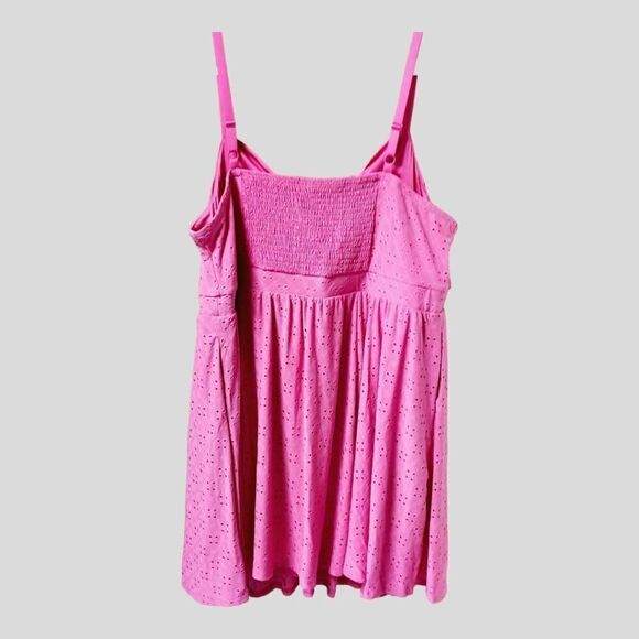 TORRID PLUS SIZE Mini Pink Knit Embroidered Skater Dress With A Sweetheart Neckl - Picture 9 of 16